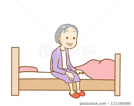 老人坐在床上 老人坐在床上 121160990