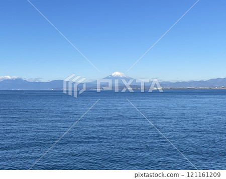 View of Mt. Fuji and the Hakone mountain range from Enoshima 121161209