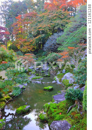 Former Chikurin-in Temple in autumn (Scenic Garden, Otsu City, vertical composition) 121161288