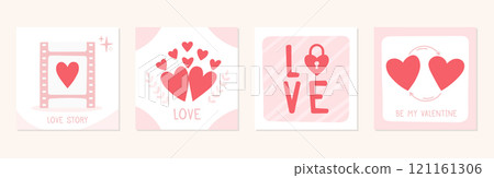 Hand Drawn Cards with Hearts Hand Drawn Cards with Hearts 121161306