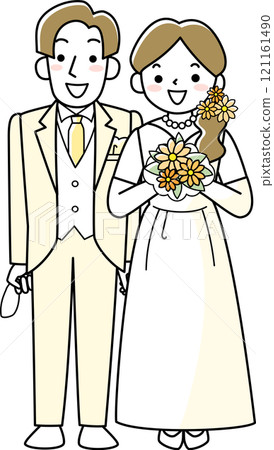 一個微笑的新娘和新郎 121161490