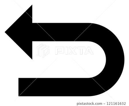 簡單的黑色 U 型轉彎箭頭圖 121161632