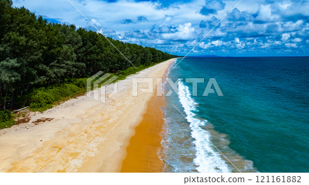Aerial view of blue sea surface water texture background,Amazing sun reflections Aerial flying drone view Waves water surface texture on sunny tropical ocean 121161882