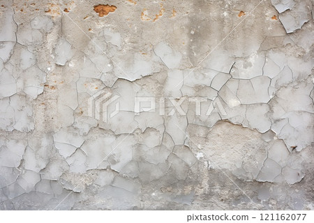 Cracked and Weathered Wall Texture Background, Time-Worn Aesthetics 121162077