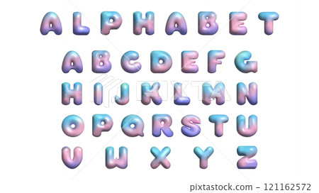 3D letters the English alphabet Y2K style. Bubble font. Festive design. Rainbow Letters for Holiday. 3D letters the English alphabet Y2K style. Bubble font. Festive design. Rainbow Letters for Holiday. 121162572