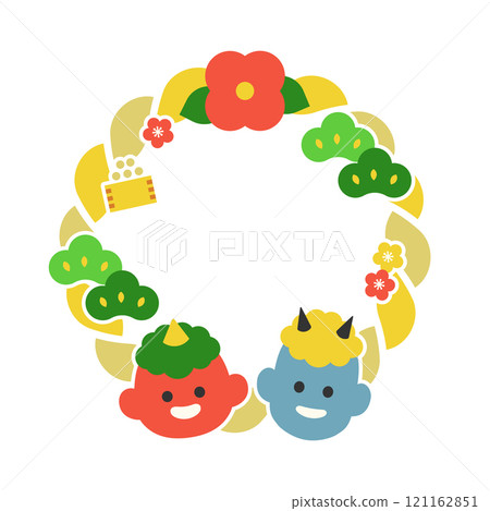 Setsubun frame | Cute illustration design of demon Vector Copy space 121162851