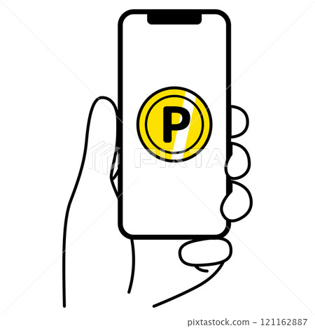 手持智慧型手機，螢幕顯示點 121162887