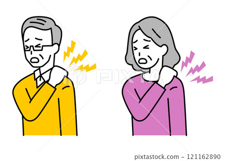 適合肩部僵硬的老年男性和女性 121162890