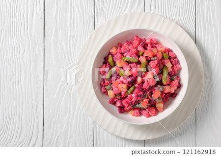 Rosolli, Finnish Christmas festive salad in a bowl 121162918