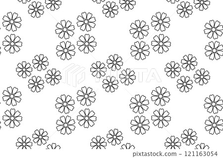 Seamless floral pattern of daisies for childrens coloring activities 121163054