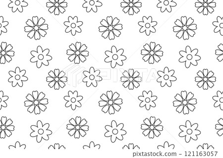Seamless floral pattern for childrens coloring activities 121163057