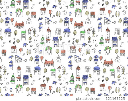 手繪斯堪的納維亞風格的城市景觀背景 121163225