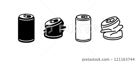 Icons representing empty cans, juice, and soft drinks 121163744