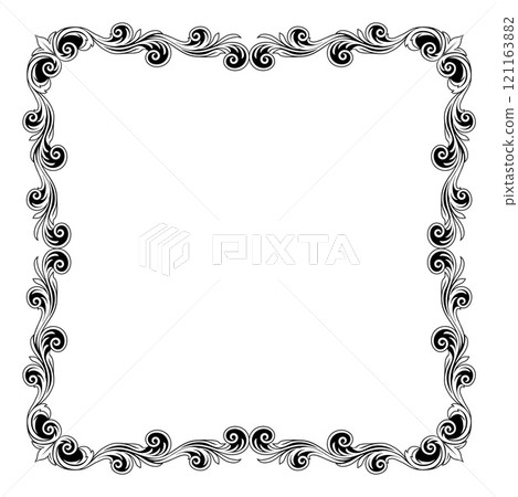 Filigree Heraldic Crest Motif Floral Pattern Frame Filigree Heraldic Crest Motif Floral Pattern Frame 121163882
