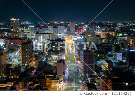 從群馬縣高崎市高崎市政廳展望台看到的高崎站夜景 從群馬縣高崎市高崎市政廳展望台看到的高崎站夜景 121164255