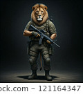 He is not just a lion he is a soldier. Ai generated 121164347