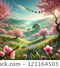 山間櫻花盛開 121164503
