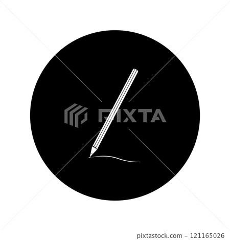 pencil icon, black and white background 121165026
