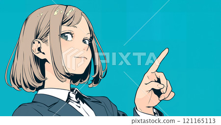 Woman pointing - AI-generated image Woman pointing - AI-generated image 121165113