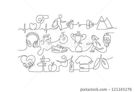 Running One Single Line Drawing Running One Single Line Drawing 121165276