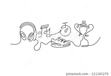 Music Running One Single Line Drawing Music Running One Single Line Drawing 121165279