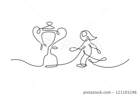 Woman Trophy One Single Line Drawing 121165296