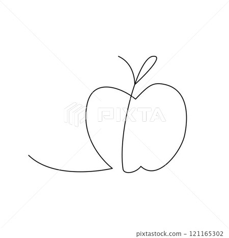 Apple Fruit One Single Line Drawing Apple Fruit One Single Line Drawing 121165302
