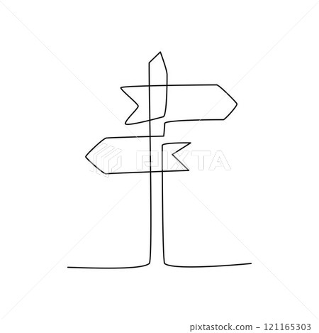 Travel Way Sign One Single Line Drawing Travel Way Sign One Single Line Drawing 121165303