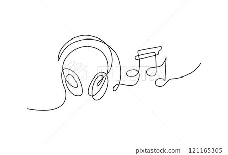 Headphones Music One Single Line Drawing Headphones Music One Single Line Drawing 121165305