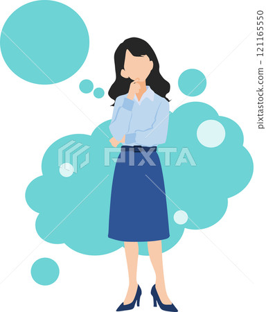 思考商業策略的女商人的插圖 121165550