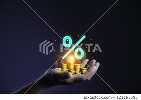 stacking coin money at hand. Save stacking coin money for growing your business investment concept. gold coins is representing riches and wealth, financial investment business stock growth. 121165583