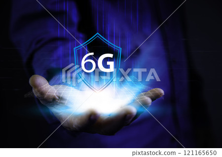 6G Technology networks Internet connecting wireless devices around the world. 6g icon in businessman hand. 6G technology is essential to businesses in the digital world. 6G Technology networks Internet connecting wireless devices around the world. 6g icon in businessman hand. 6G technology is essential to businesses in the digital world. 121165650