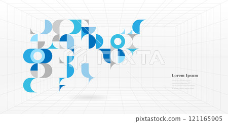 幾何抽象圓建築網格圖案背景 121165905