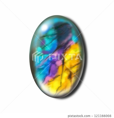 Illustration of iridescent labradorite, oval cabochon labradorite 121166008