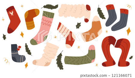 set of knitted socks. collection of cozy socks set of knitted socks. collection of cozy socks 121166071