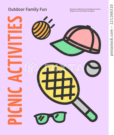 Activities for Picnic Concept Vertical Placard Poster Banner Card Template. Vector 121166310