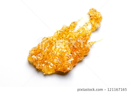A sample of a cosmetic body care scrub. White background. 121167165