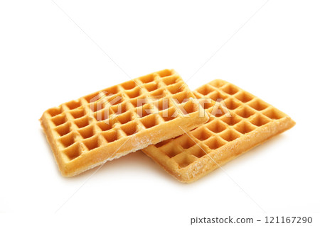 Two waffles isolated on a white background Two waffles isolated on a white background 121167290