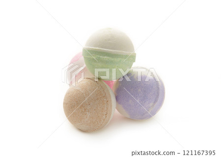 Bath salts in the form of a balls isolated on white background. 121167395