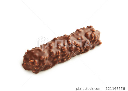 Chocolate bar isolated on white background. Sweety snack Chocolate bar isolated on white background. Sweety snack 121167556