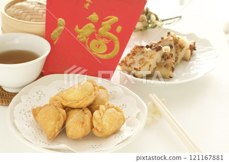 Chinese confectionery oil-flavored jelly and Chinese tea Chinese confectionery oil-flavored jelly and Chinese tea 121167881