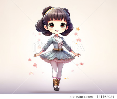 Chibi character ballerina girl image material jump 121168084