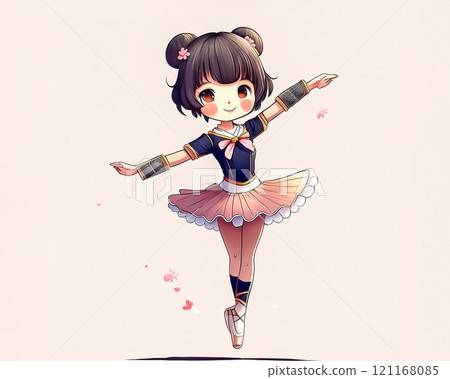 Chibi character ballerina girl image material jump 121168085