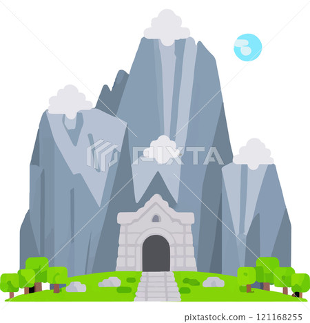 Mountain Pass Cliff Snow Overhang Mountain Pass Cliff Snow Overhang 121168255