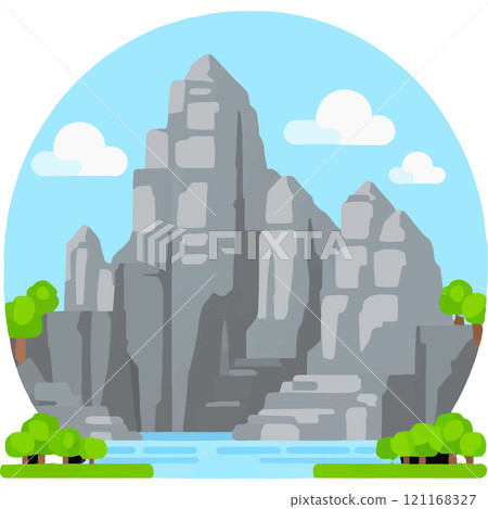 Snow Covered Tops Cold Heights Cliff Snow Adventure 121168327