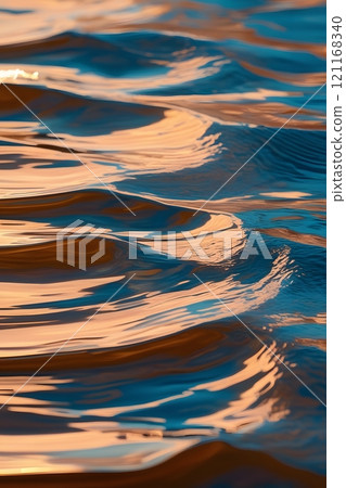 A mocha mousse ripple water texture, with soft reflections of light and gentle wave patterns 121168340