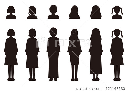 女性人形剪影插圖集 女性人形剪影插圖集 121168580