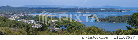 Panoramic view of Matsushima, one of the Three Views of Japan 121168657