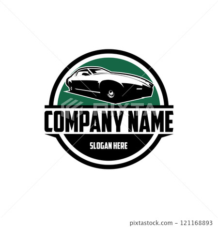 Knight Rider Car. vintage car logo silhouette. isolated white background view from side. Best for logo, badge, emblem, icon, sticker design 121168893