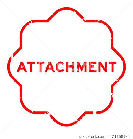 Grunge red attachment word rubber seal stamp on white background 121168981